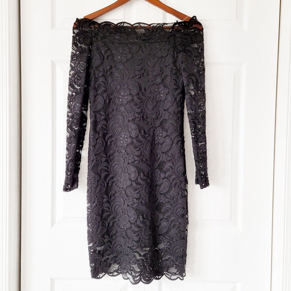 Divided H&M black lace long sleeve sheath dress 12